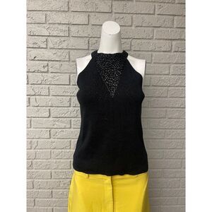 Joseph A Black Silk Beaded Halter Top Size L